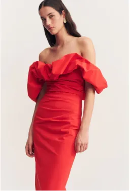 Shona Joy Campbell Off Shoulder Bubble Maxi Dress Goji Size AU 14 for rent on The Volte - image 3