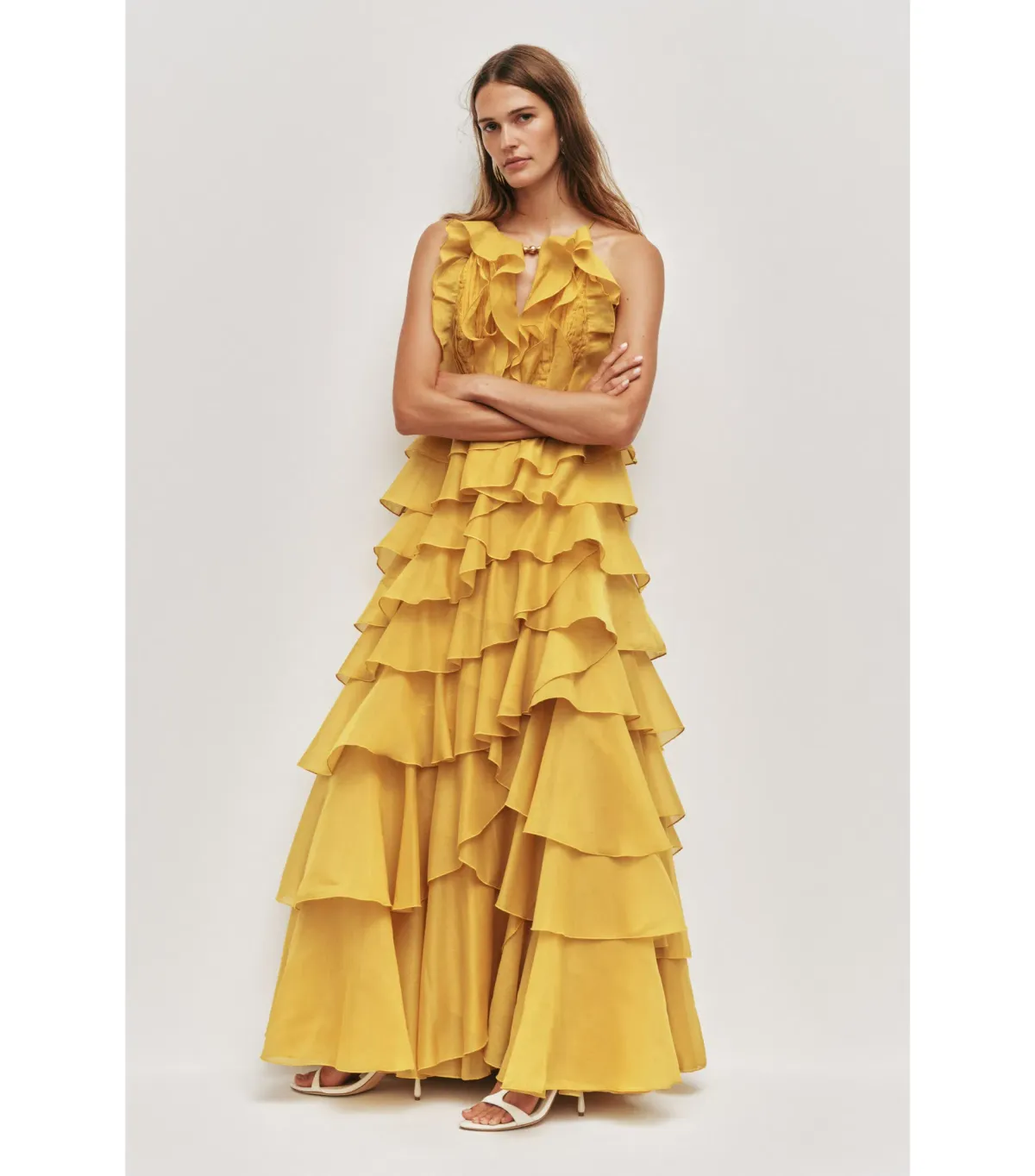 Aje Cleo Maxi Gown in Chartreuse Size AU 8 for rent on The Volte - main image