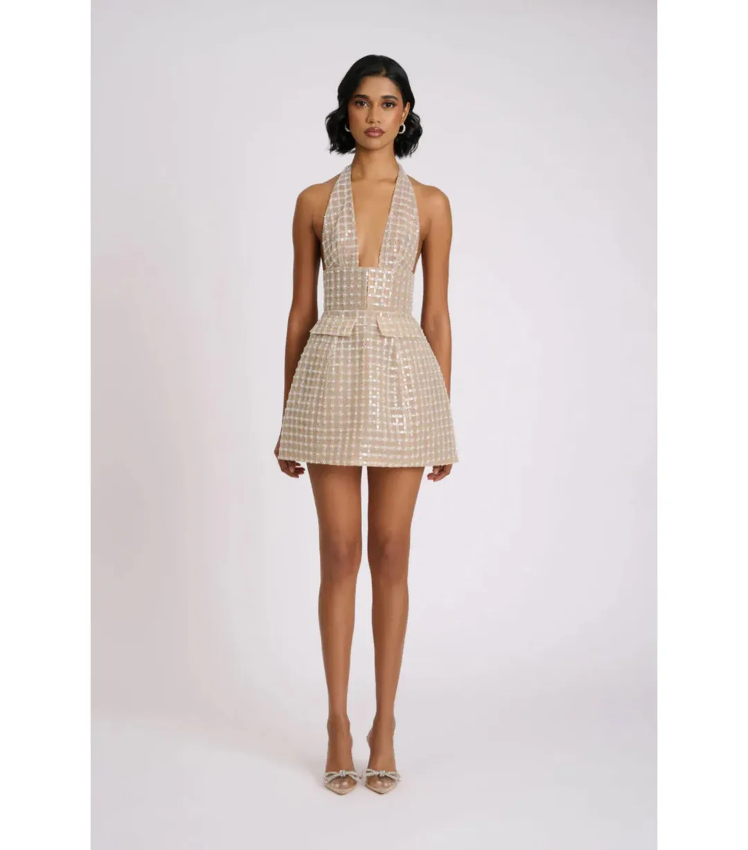 Eliya the Label Roberta Mini Dress Silver Size AU 10 for rent on The Volte - main image