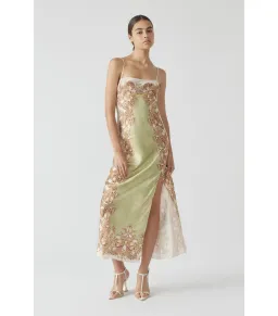 Antipodean Torrent Side Split Dress Green Print Size AU 10 for rent on The Volte - image 2