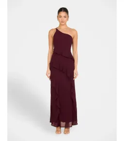 Pilgrim Dietrich One Shoulder Maxi Gown Burgundy Size AU 8 for rent on The Volte - image 1