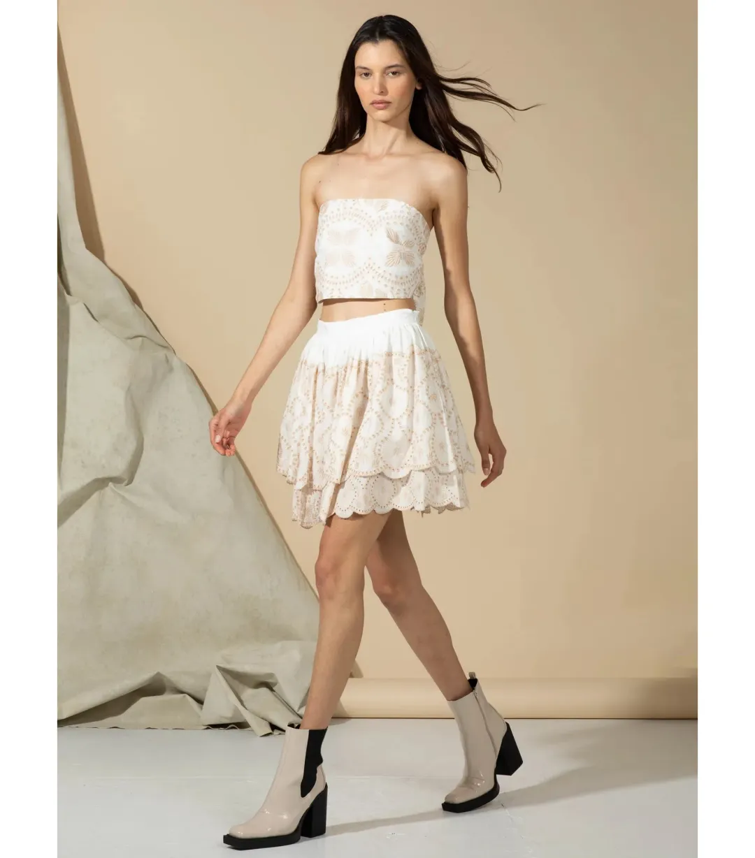 Orchid Top and Skirt Set White Size AU 10 for rent on The Volte - main image