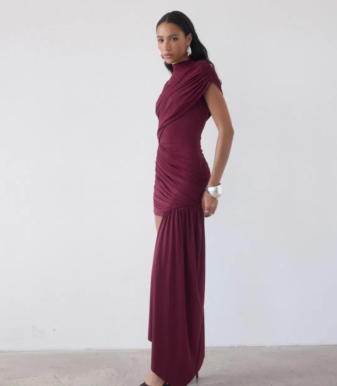 De La Vali Ravenna Mini Dress in Earth Spandex Jersey Red Size AU 10 for rent on The Volte - main image