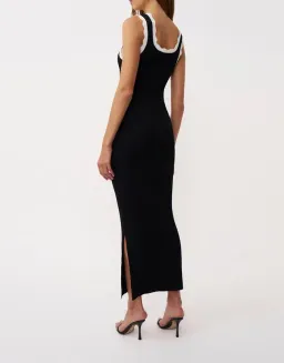 By Johnny Scallop Trip Knit Midi Dress Black/White Size AU10 for rent on The Volte - image 3