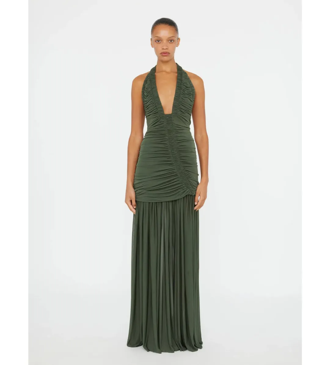 Christopher Esber Orion Gown Bottle Green Size 6  for rent on The Volte - main image