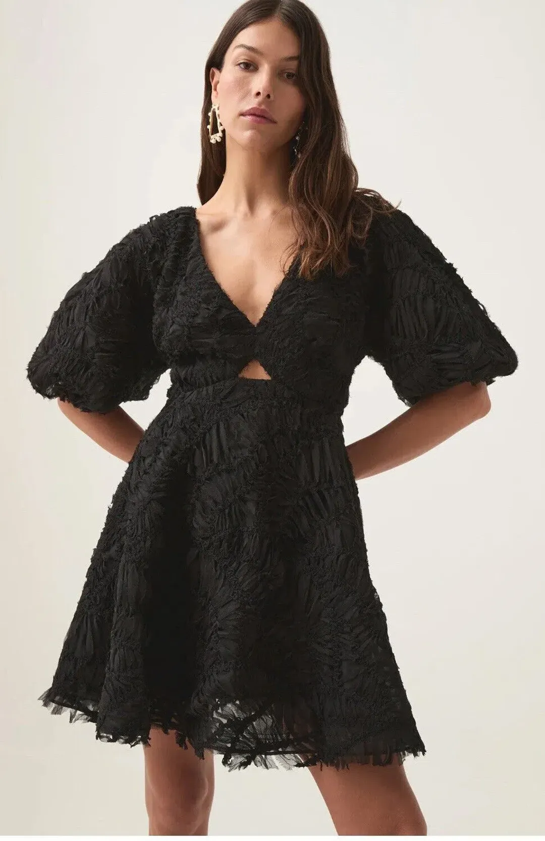 Aje Florential Mini Swing Dress Black Size 14 for rent on The Volte - main image
