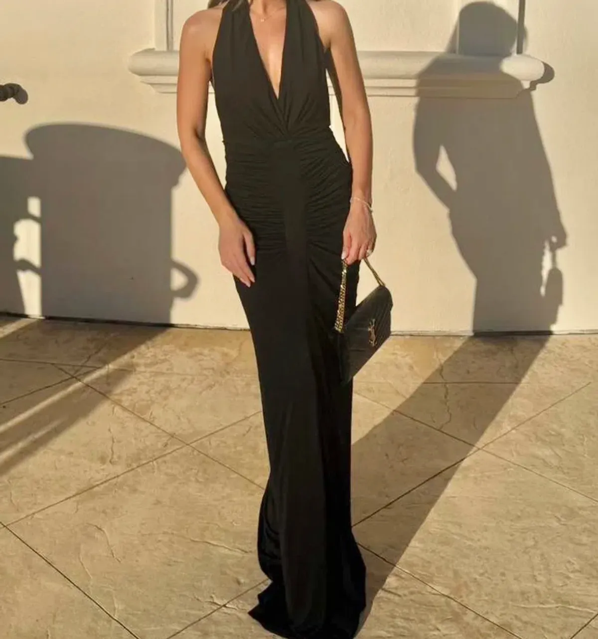 Misha The Venus Gathered Cupro Dress Black Xs /Au 6 for rent on The Volte - main image