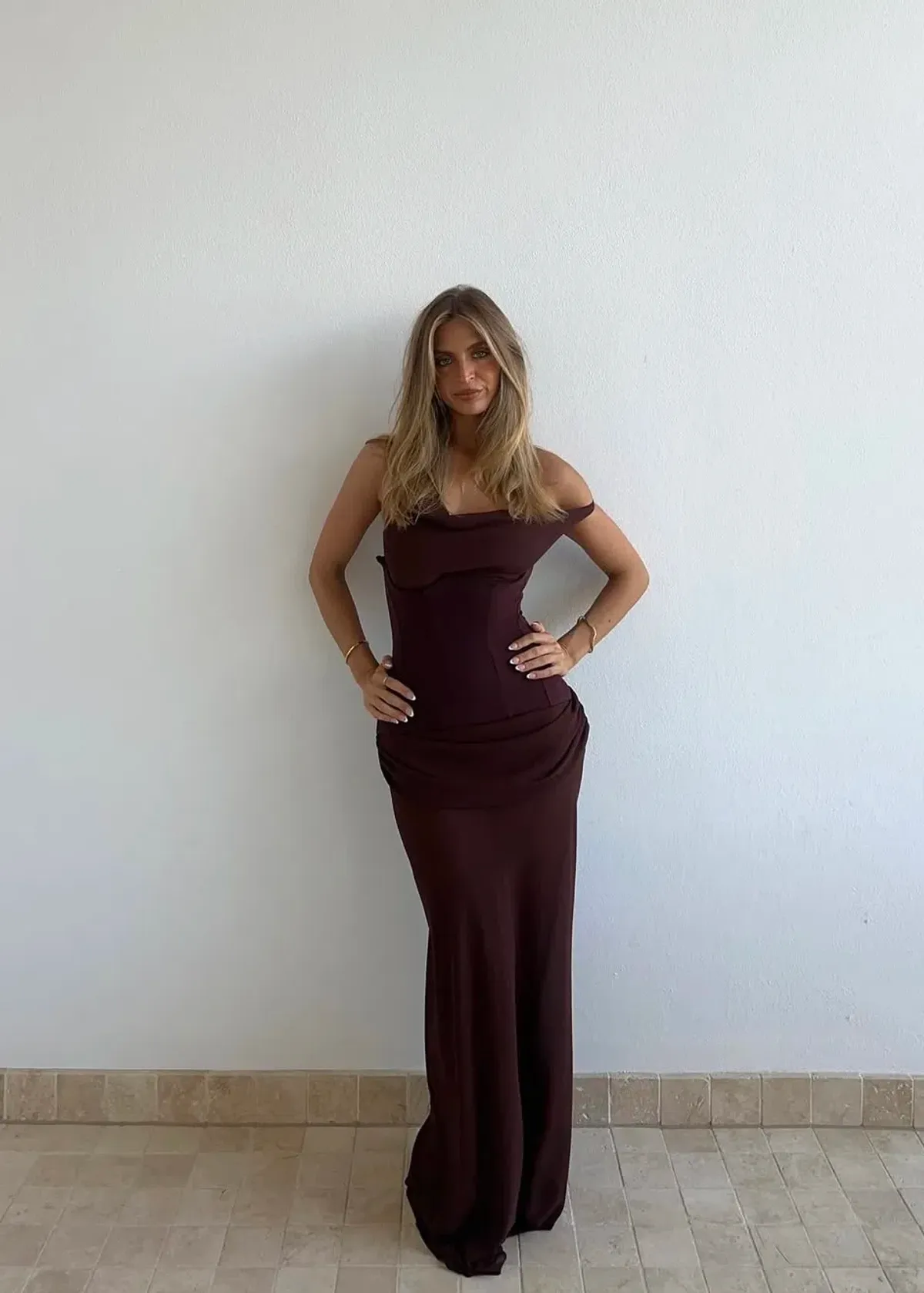 Natalie Rolt Cadence Maxi in Espresso Chocolate Size 0/ AU 6 for rent on The Volte - main image
