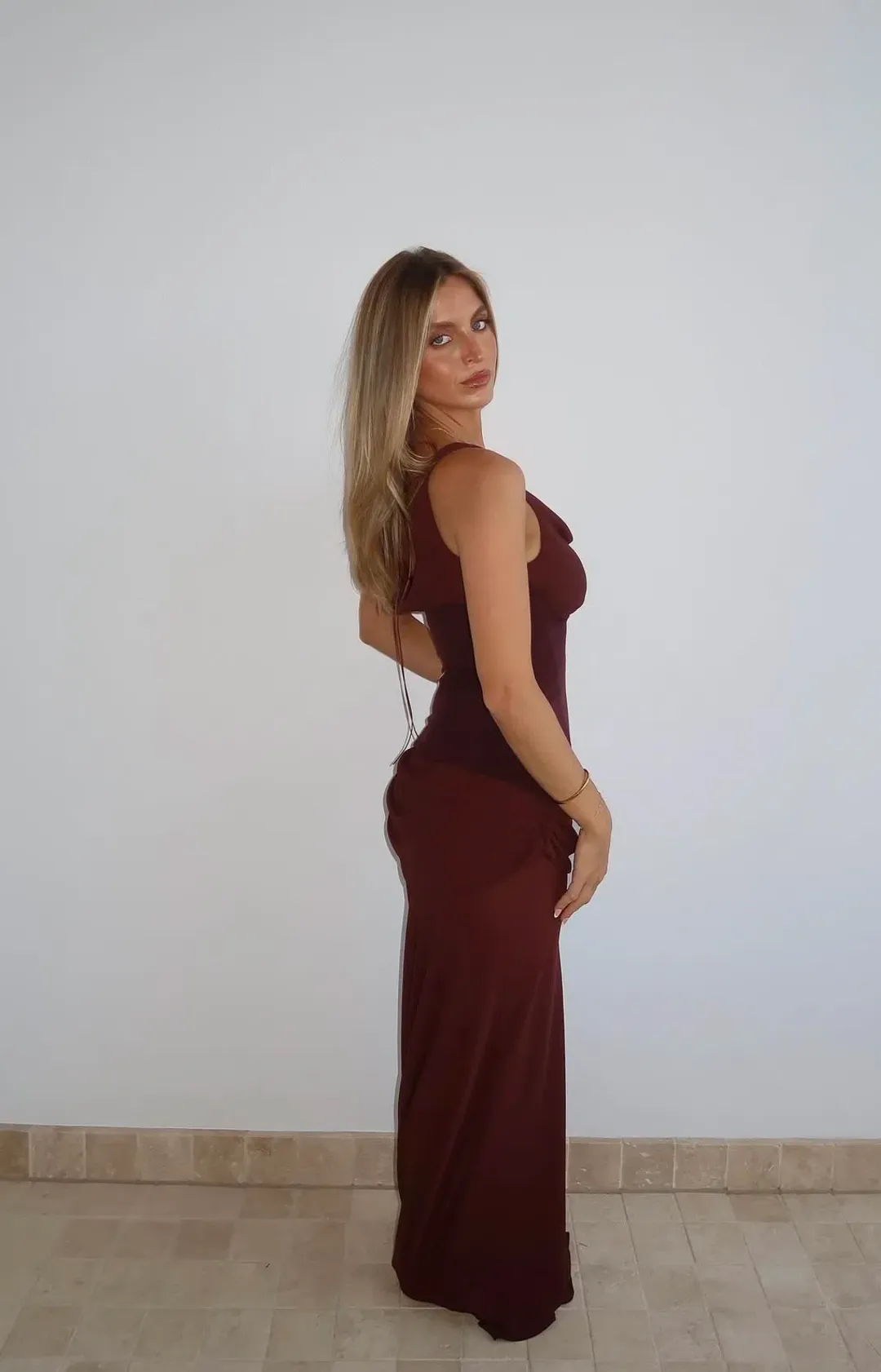 Natalie Rolt Cadence Maxi in Espresso Chocolate Size 1/ AU 8 for rent on The Volte - main image