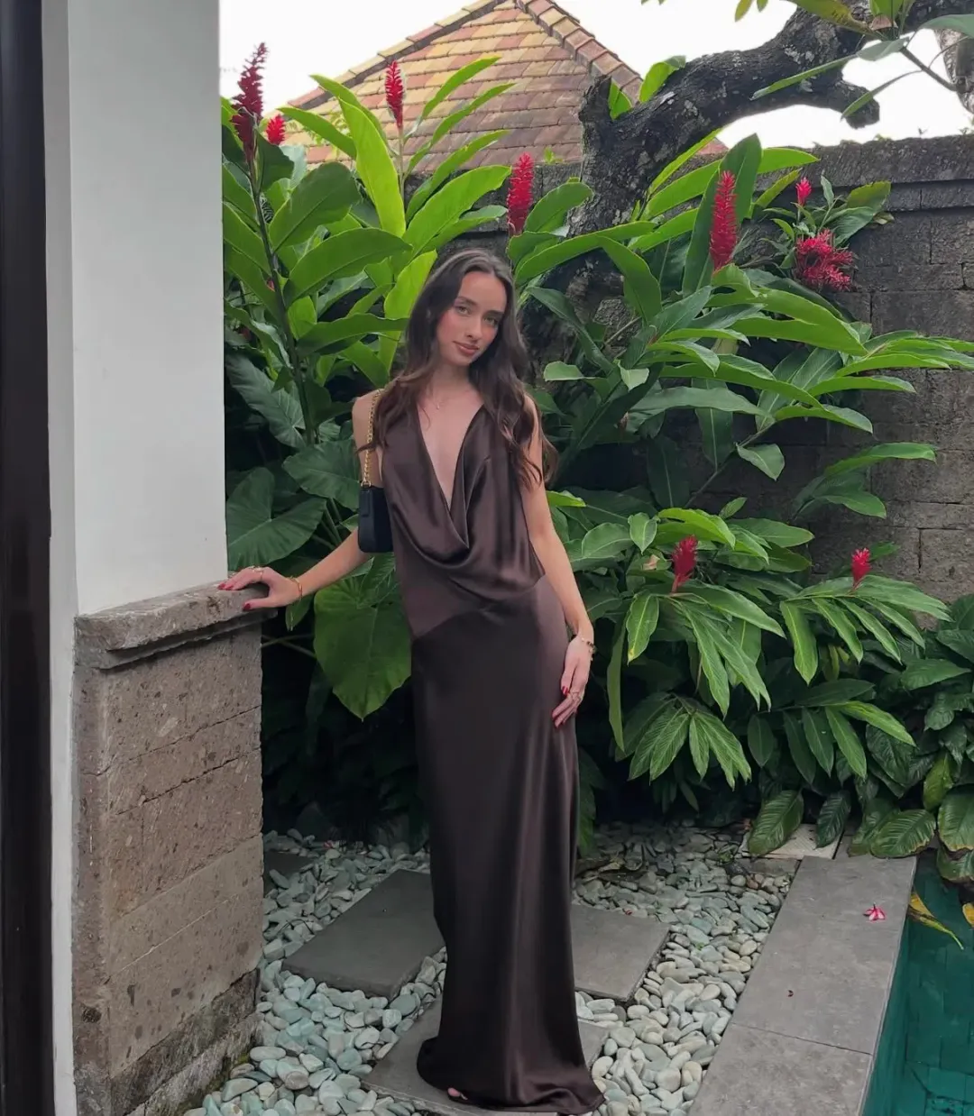  Natalie Rolt Gabi Gown in Espresso Size 0 /Au 6 for rent on The Volte - main image