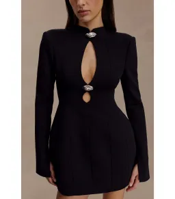 Meshki Michelle Cutout Mini Dress Black Size AU 14 for rent on The Volte - image 2