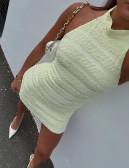 With Harper Lu Textured Halter Mini Dress Lemon Yellow Size XS/Au 6  for rent on The Volte - image 3