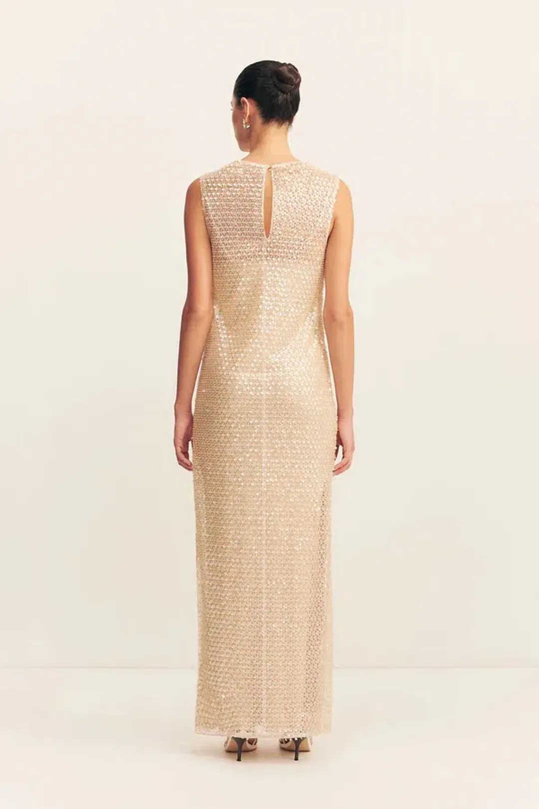 Shona Joy Everly High Neck Sleeveless Maxi Dress Macadamia Size 10 for rent on The Volte - main image