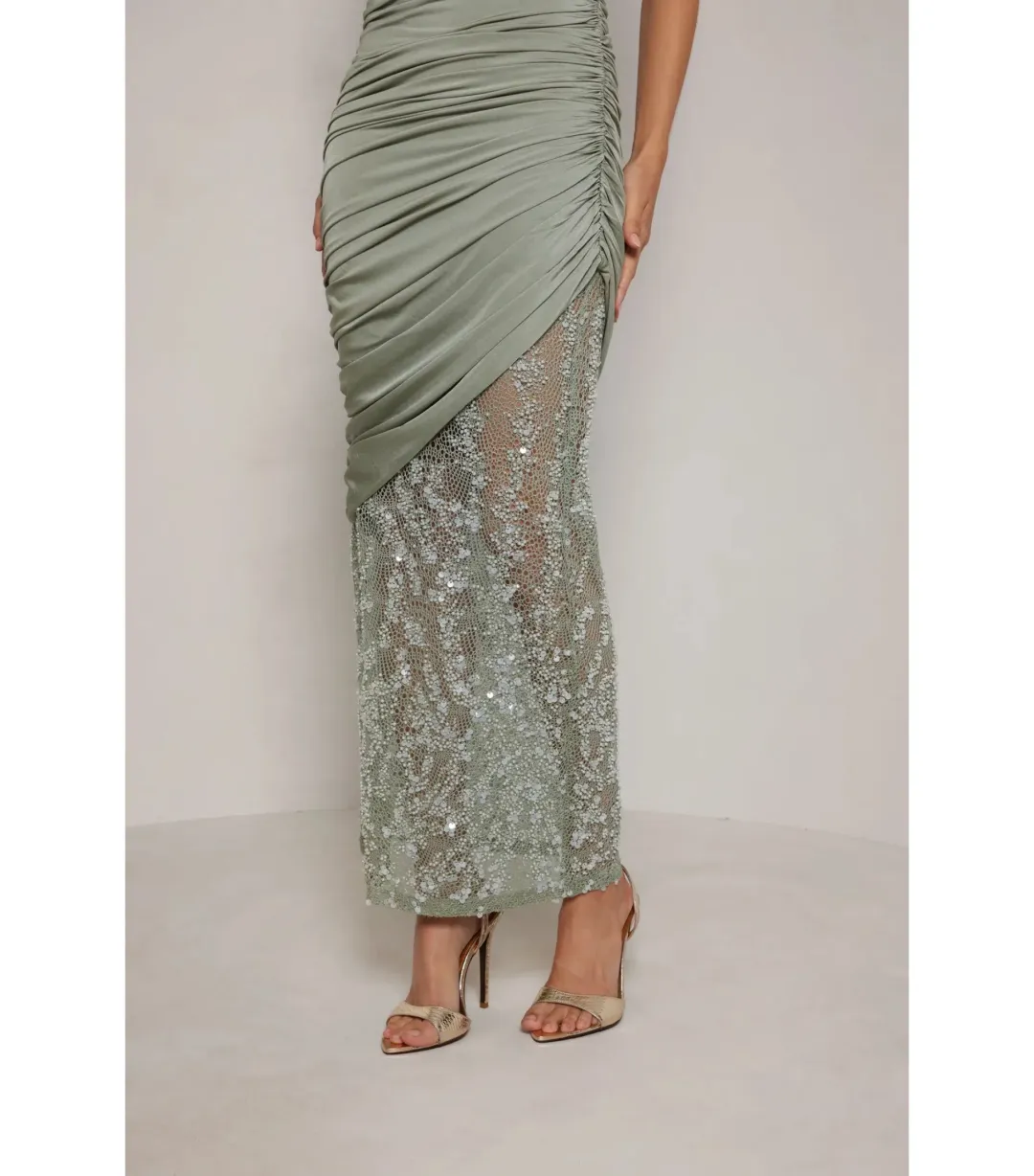 Elle Zeitoune Journee Maxi Dress Sage Size AU 12 for rent on The Volte - main image