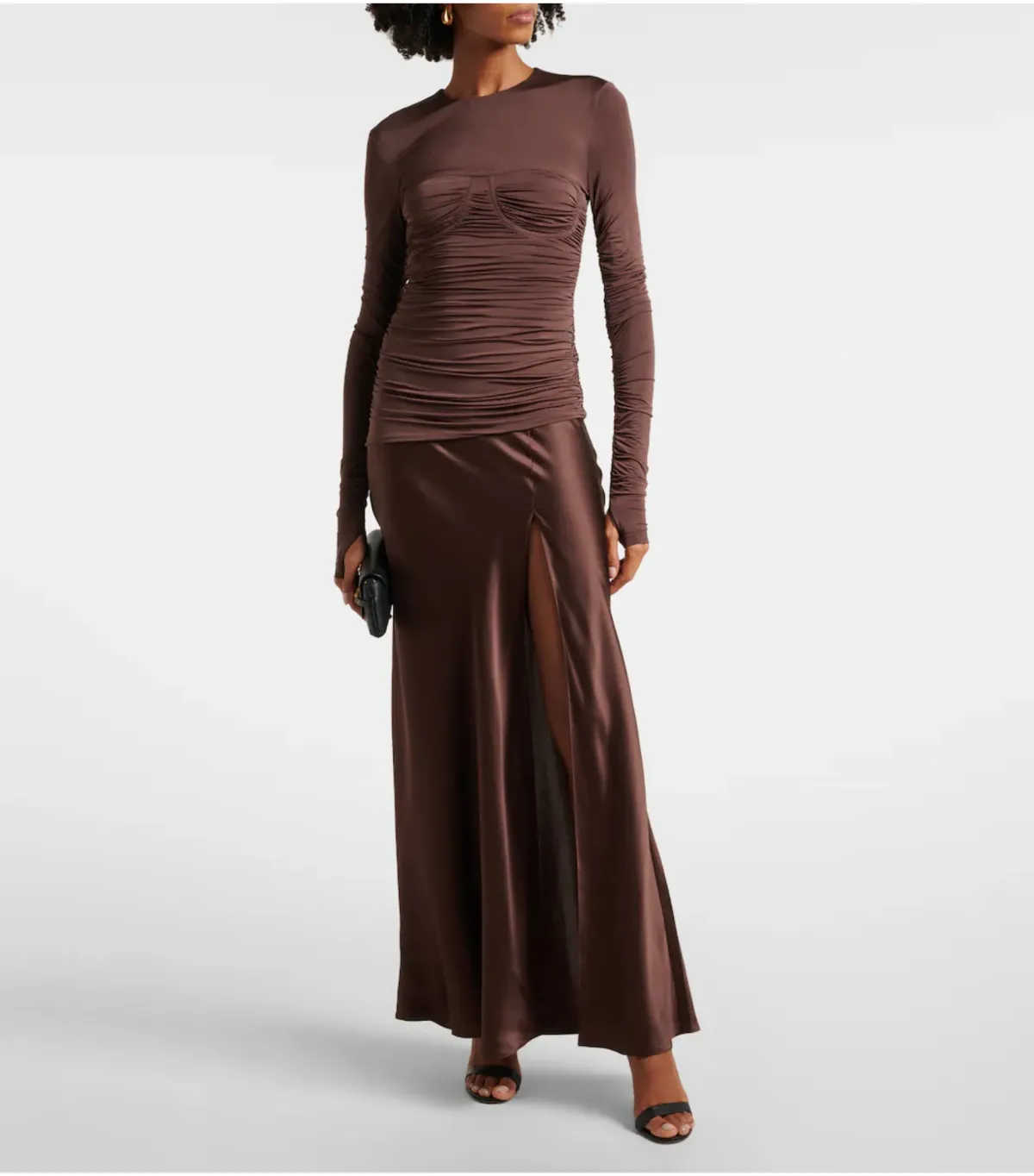 Sir the Label Alessia Draped Maxi Gown Brown Size 0 / AU 6  for rent on The Volte - main image