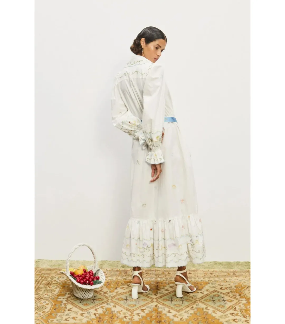Alemais Giulia Embroidered Midi Dress Cream Size AU 8 for rent on The Volte - main image