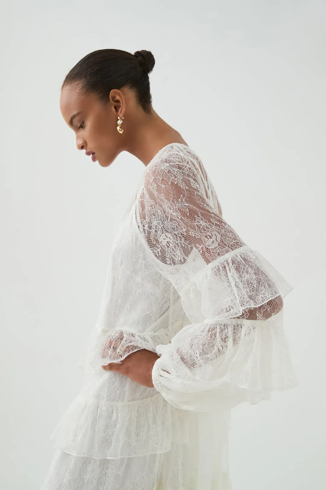 Aje Primrose Lace Maxi Dress White Size AU 4  for rent on The Volte - main image