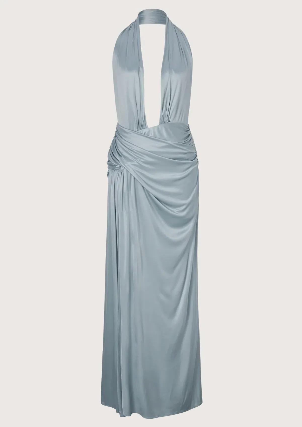 Courtney Zheng Selene Plunge Jersey Maxi Gown Blue Size AU 8  for rent on The Volte - main image