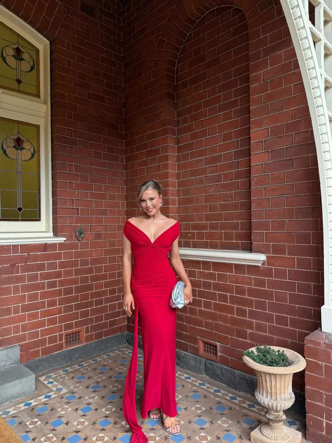 Deconduarte Ivana Jersey Maxi Dress in Pure Red Size M / AU 10 for rent on The Volte - main image