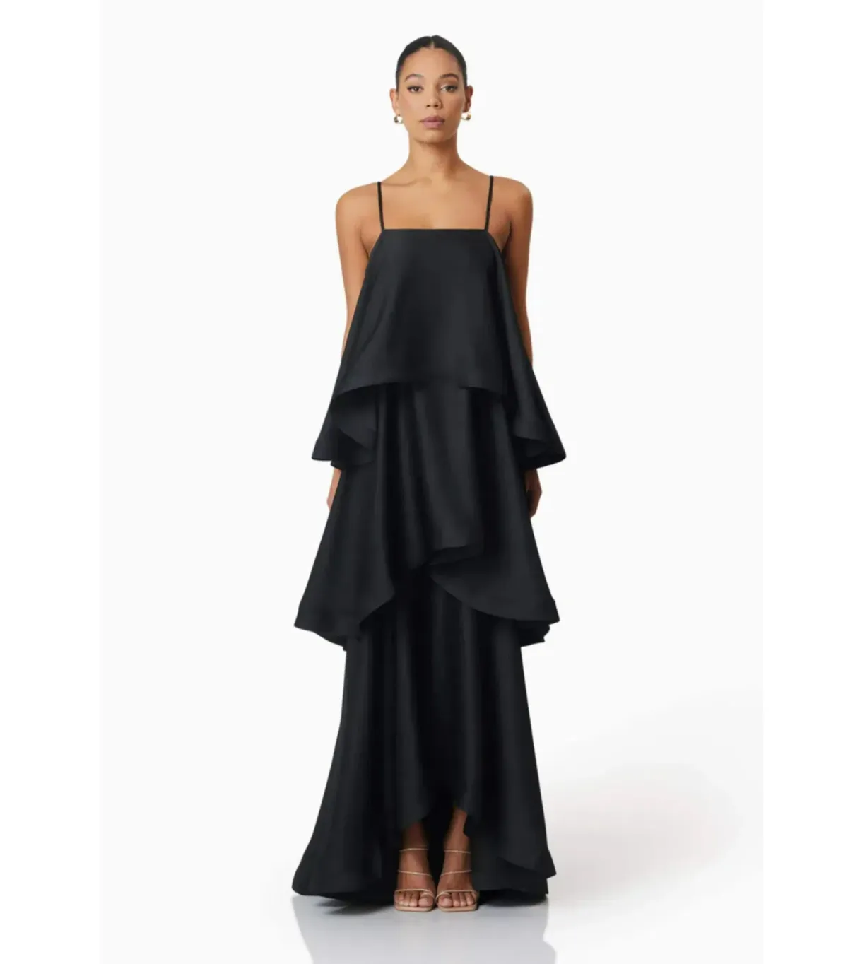 Elliatt Tilly Tiered Maxi Dress Black Size AU 12 for rent on The Volte - main image