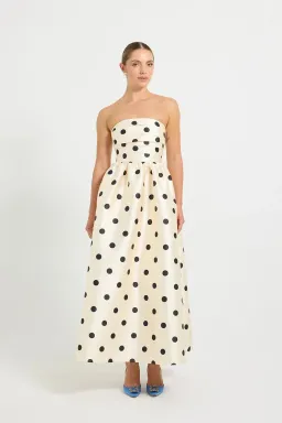 Pasduchas Dottie Strapless Midi Dress Polka Dots Size AU 14 for rent on The Volte - image 1