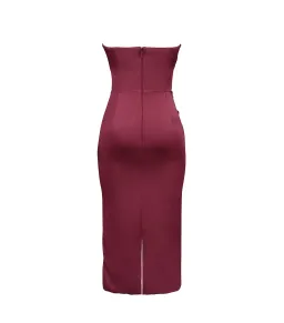 House Of CB Santana Satin Strapless Midi Dress Berry Size M / AU 10 for rent on The Volte - image 9