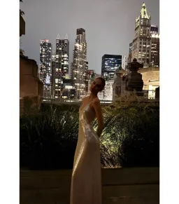 Manning Cartell High Voltage Slip Maxi Dress Nude Silver Sequin Size AU 6  for rent on The Volte - image 4