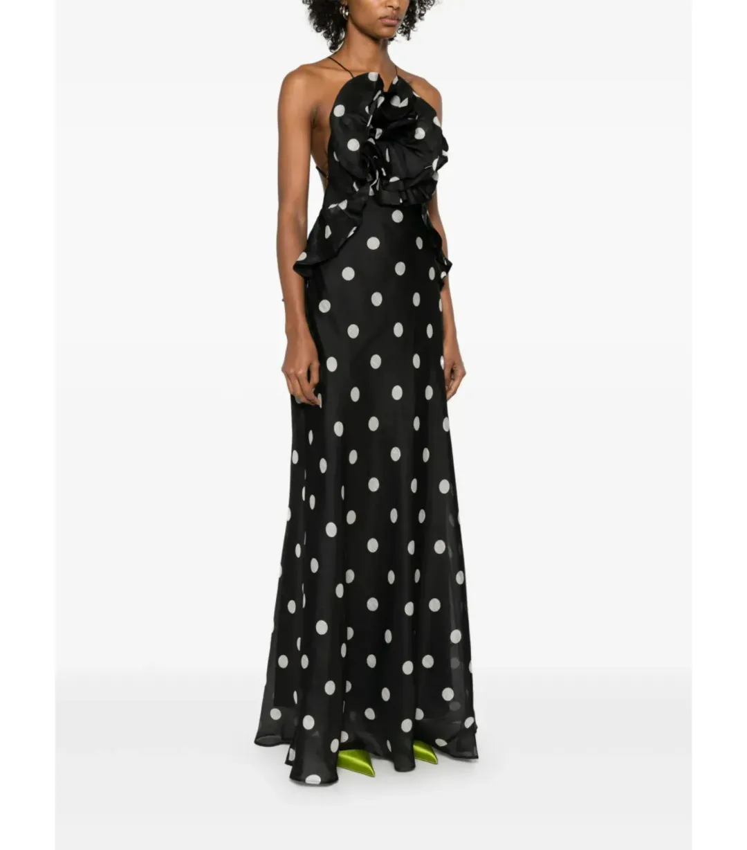 Zimmermann Crush Ruffle Halter Maxi Gown Polka Dot Size 2 / AU 12 for rent on The Volte - main image