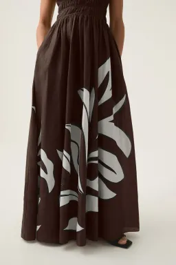 Aje Planetary Maxi Dress Abstract Fern Carob Size AU 6  for rent on The Volte - image 4