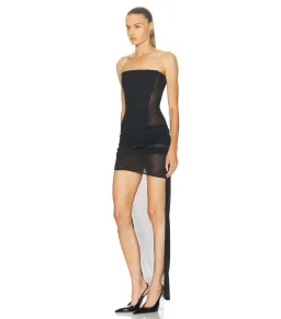 Alex Perry Strapless Longline Asymmetrical High Low Mini Dress in Black Size AU 10  for rent on The Volte - image 2