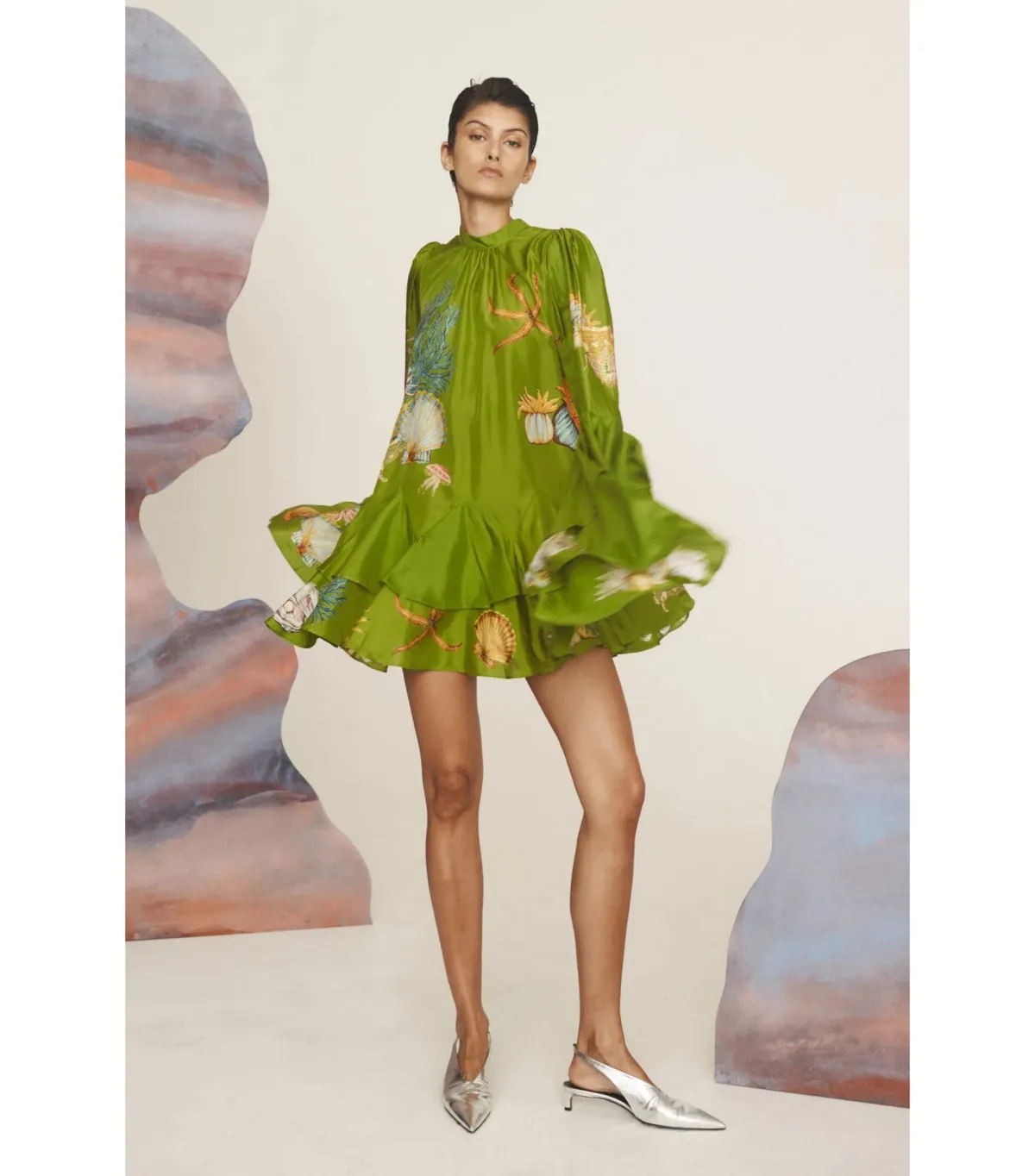 Alemais Aquatica Silk Mini Dress Green Size AU 12 for rent on The Volte - main image
