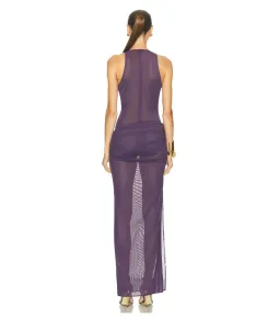 Alex Perry Tucked Halter Column Maxi Dress in Purple AU 8  for rent on The Volte - image 3