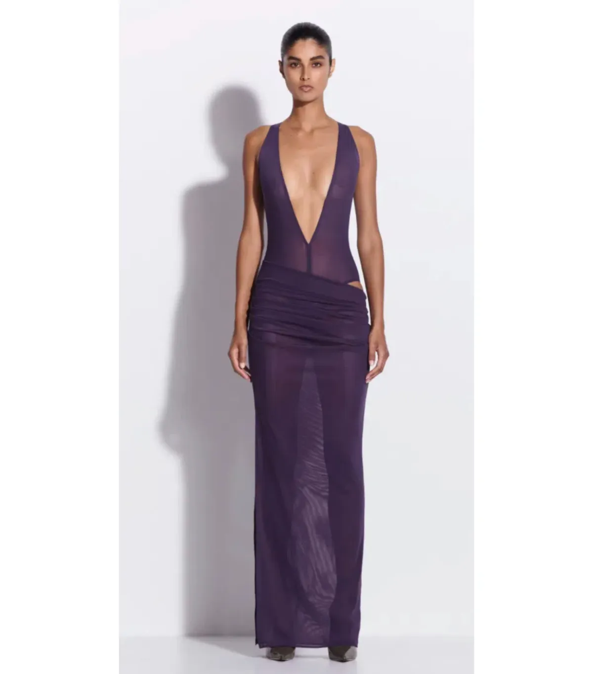 Alex Perry Tucked Halter Column Maxi Dress in Purple Size AU 10 for rent on The Volte - main image