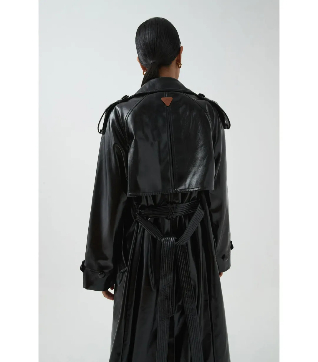Aje Studio Raven Vegan Leather Trench Black Size AU 10 for rent on The Volte - main image
