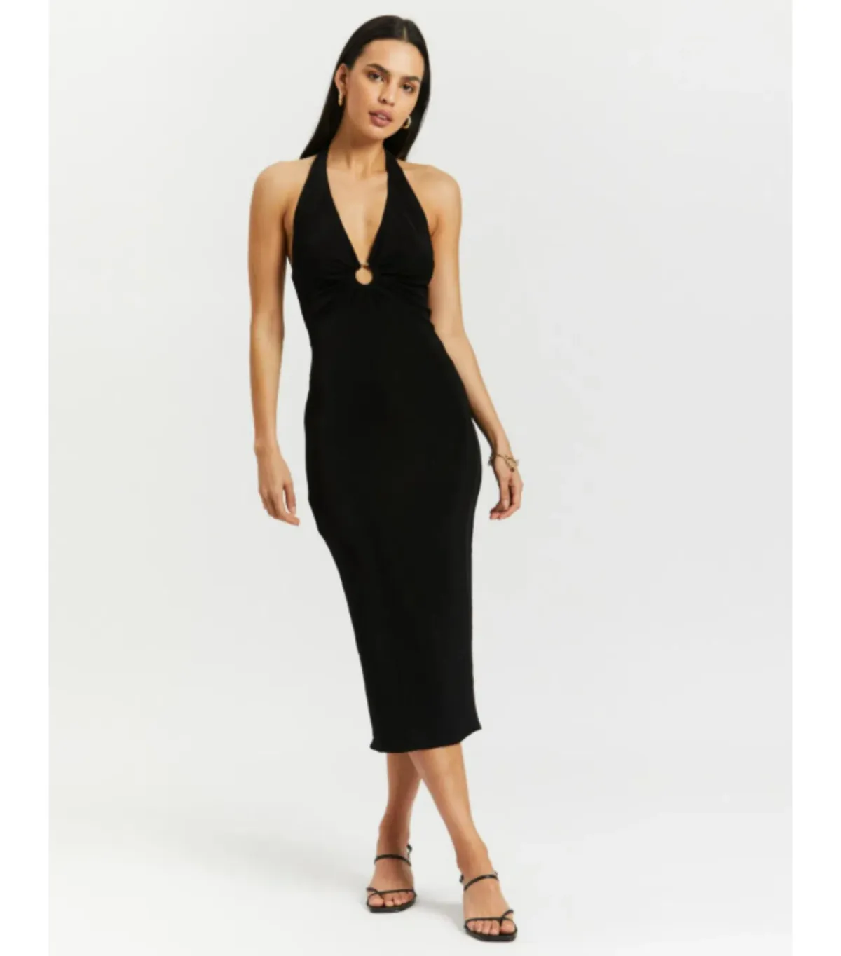 MISHA Theodora Midi Dress Black Size AU 8 for rent on The Volte - main image