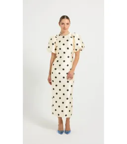 Pasduchas Dottie Sleeve Midi Dress Cream/Black Size AU 12 for rent on The Volte - image 1