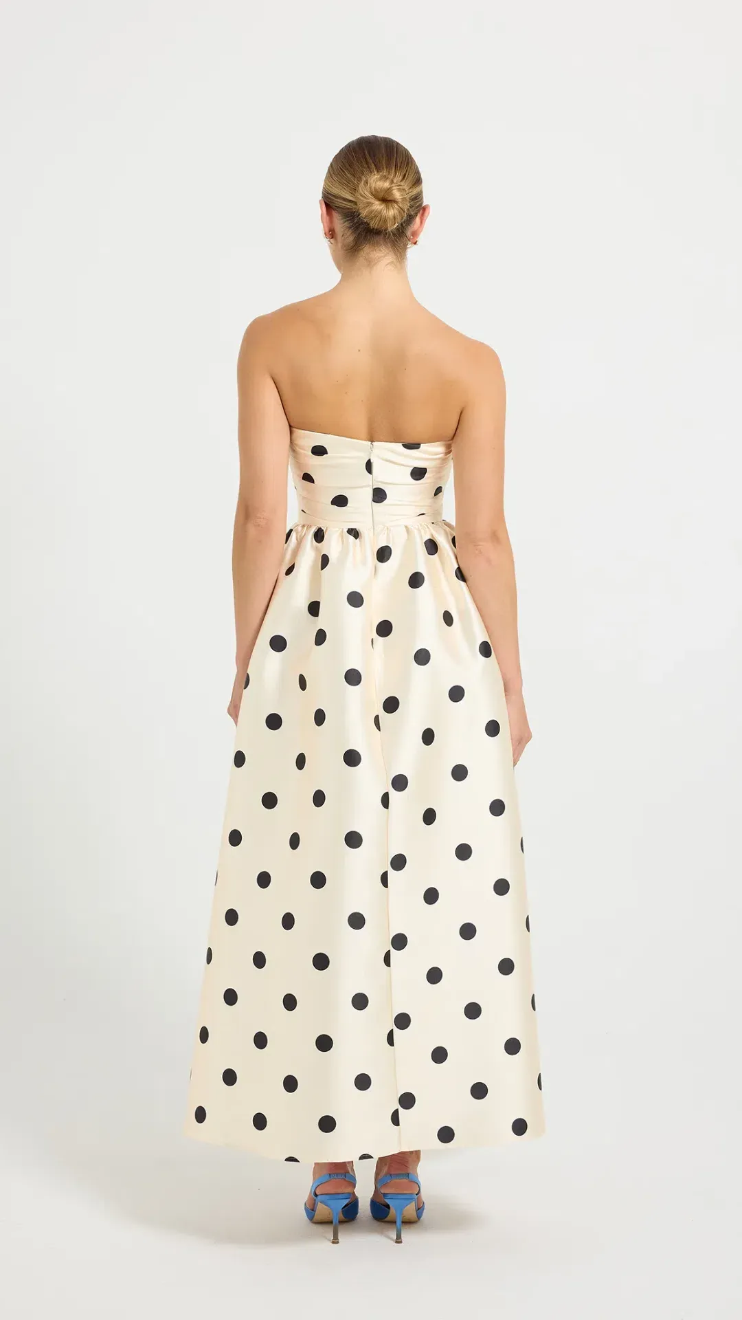 Pasduchas Dottie Strapless Midi Size 8 in Cream/Black for rent on The Volte - main image