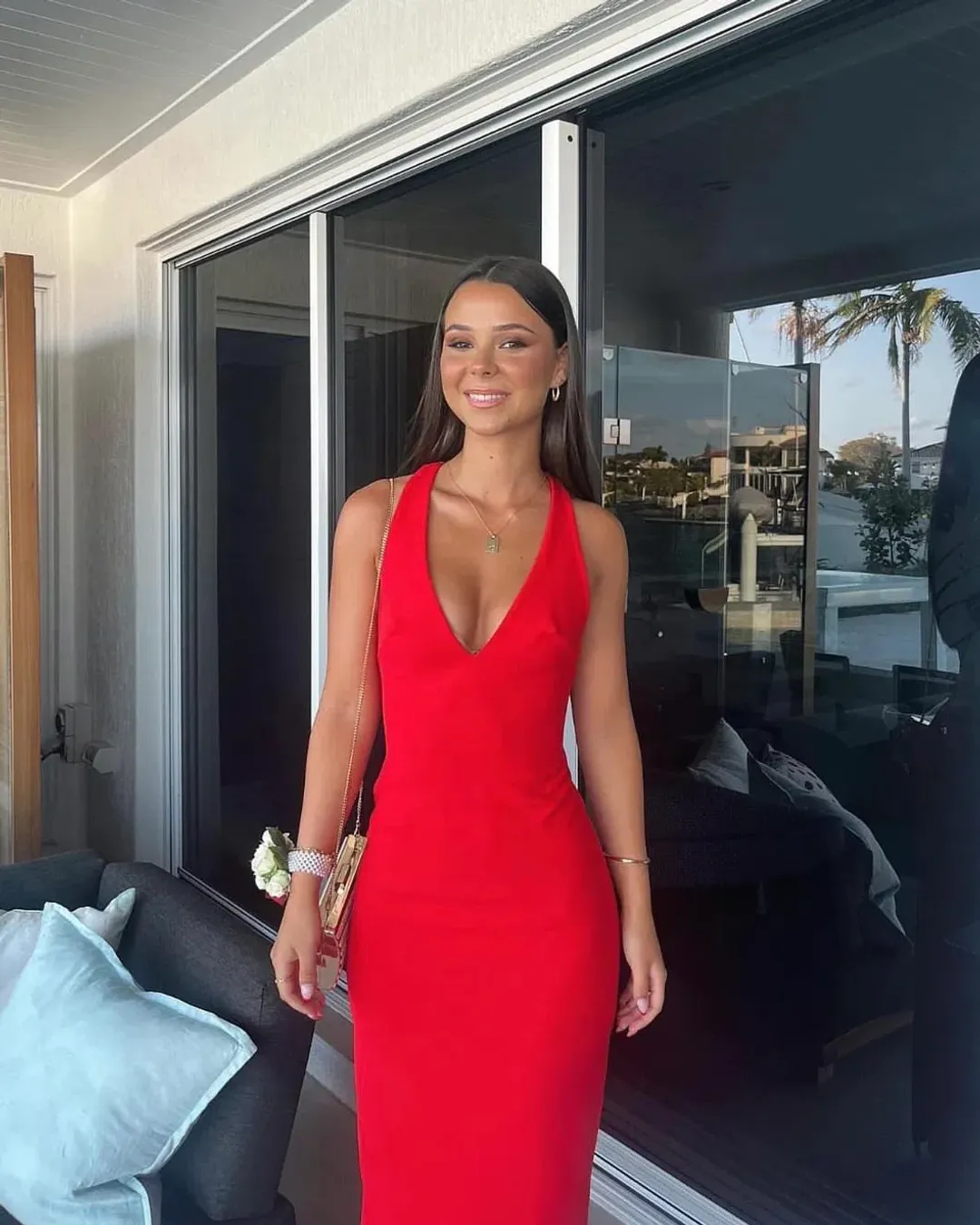 Effie Kats Eiza Gown in Cherry Red Size S/AU 8 for rent on The Volte - main image