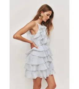 Aje Cleo Mini Dress Silver Blue Size 12 for rent on The Volte - image 4