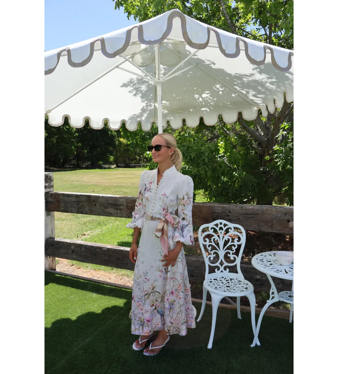 Zimmermann Rebellion Button Midi Dress in Cream Aviary Size 1 / AU 10 for rent on The Volte - main image