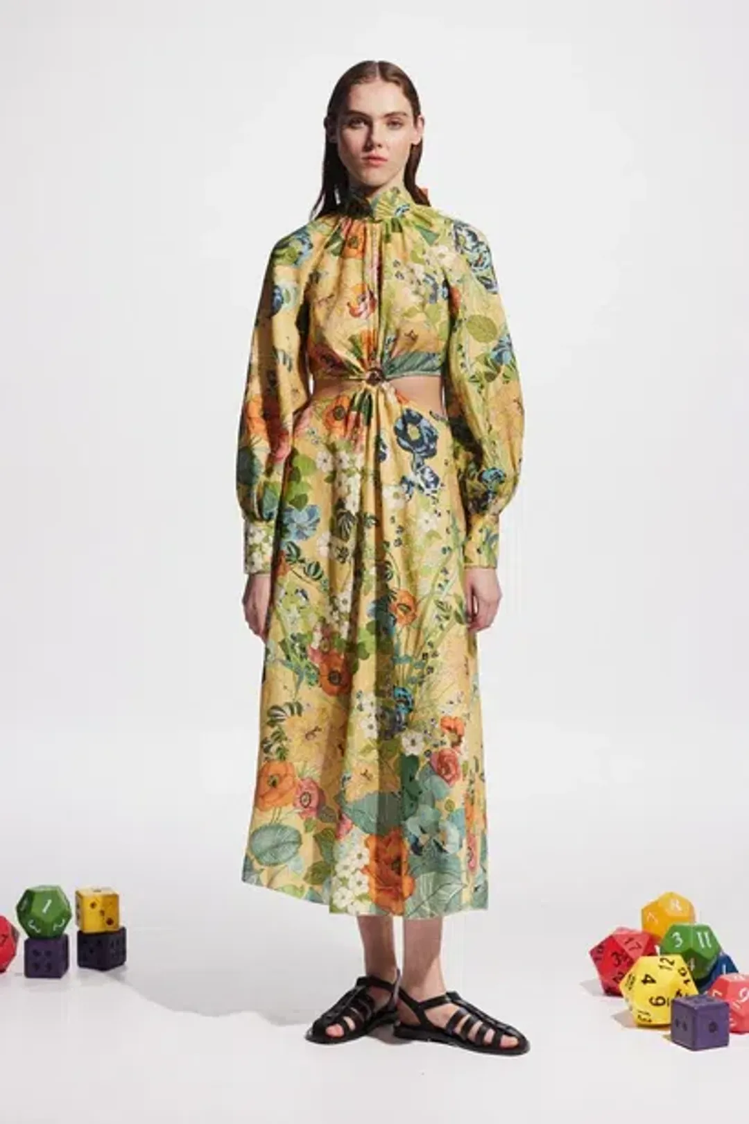 Alemais Cresida Cutout Midi Dress Multi Size 10 for rent on The Volte - main image