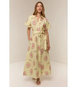 Palm Noosa Marla Maxi Dress in Savanna Tile Yellow Size AU 8 for rent on The Volte - image 1