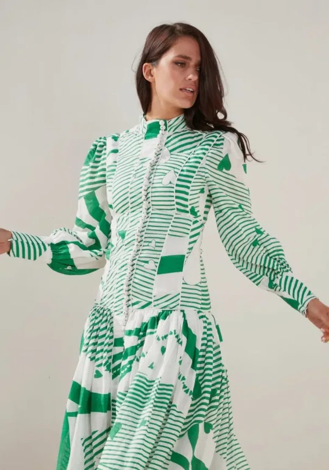 Mackenzie Mode Button Me Up Maxi Dress Green With Envy Size AU 14 for rent on The Volte - main image