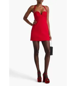 Magda Butrym Will Twill Halter Mini Dress Red Size AU 6 for rent on The Volte - image 1