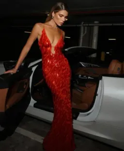 Misha Sapphire Sequin Maxi - Red Size M for rent on The Volte - image 3