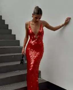 Misha Sapphire Sequin Maxi - Red Size M for rent on The Volte - image 1