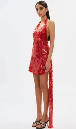 MISHA Sapphire Sequin Mini Dress Red 8 for rent on The Volte - image 2