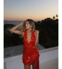 MISHA Sapphire Sequin Mini Dress in Red Size S/AU8 for rent on The Volte - image 1