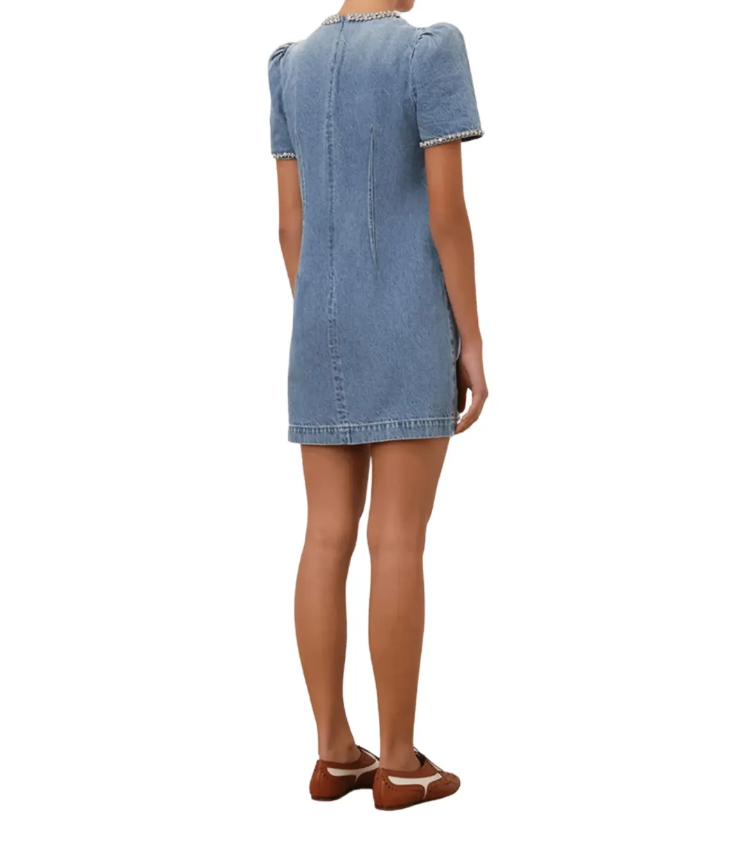 Zimmermann Crush Embellished Denim Mini Dress Blue Size 2 / AU 12 for rent on The Volte - main image