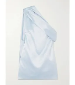 16arlington Blake One-shoulder Draped Satin Dress Ice Blue Size S / AU 8 for rent on The Volte - image 3
